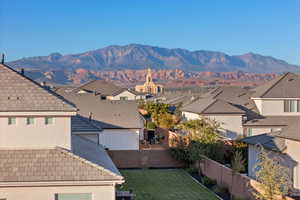 View of mountain background with nearby suburban area