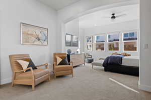 Bedroom with carpet flooring