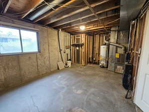 Basement Storage with gas water heater and heating unit