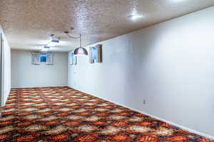 Family room with carpet flooring