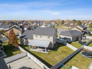 Aerial perspective of suburban area