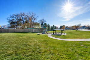 View of yard with a patio area and a gazebo
