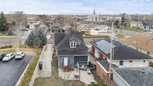 Aerial perspective of suburban area
