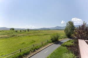 View of mountain background with rural landscape