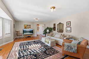 Living area with light wood-style flooring