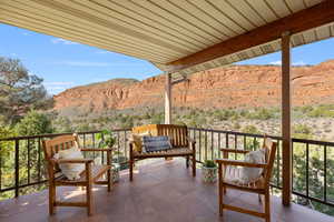 Balcony with a mountain view