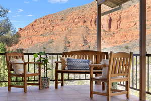 Balcony with a mountain view