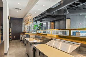 Kitchen with recessed lighting