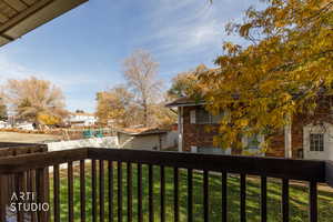 Balcony featuring a residential view