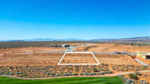 Bird's eye view of a mountainous background