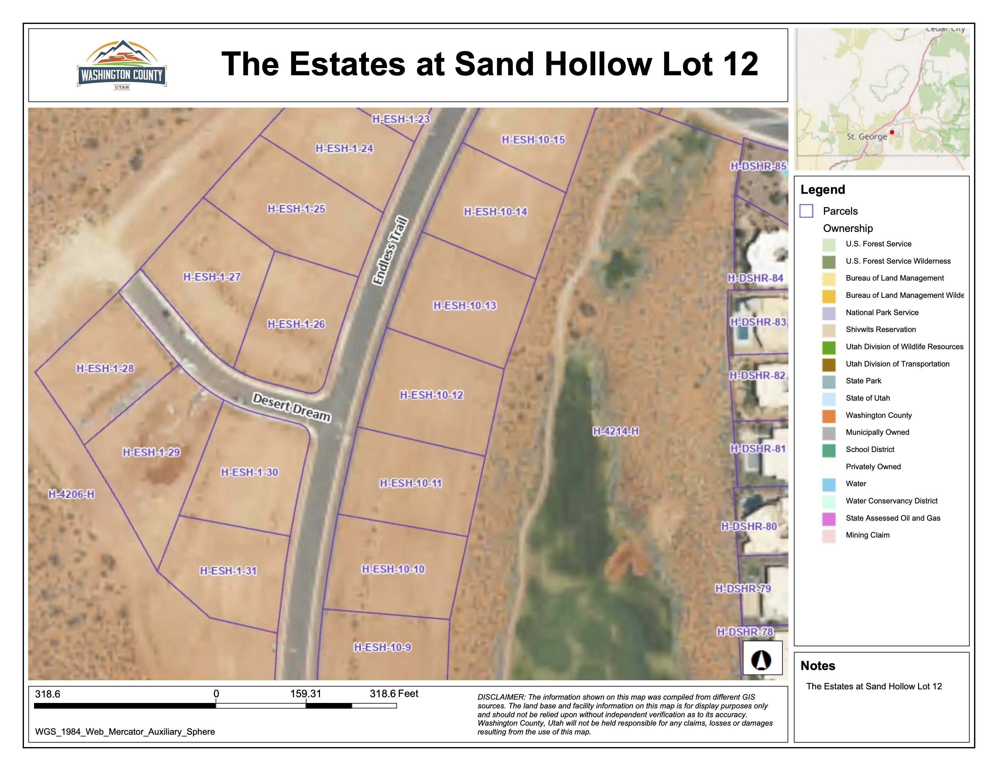 Aerial map of property and surrounding area