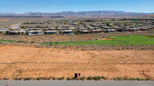 Aerial perspective of suburban area featuring mountains