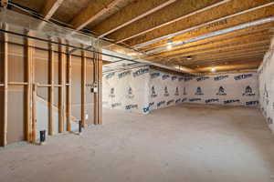 View of unfinished basement
