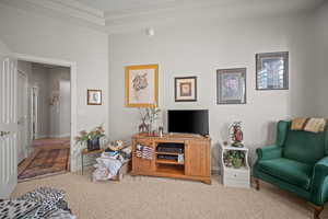 View of carpeted living area