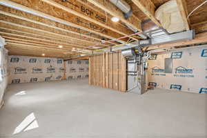 Unfinished below grade area with electric panel