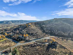 Aerial view of a mountain backdrop