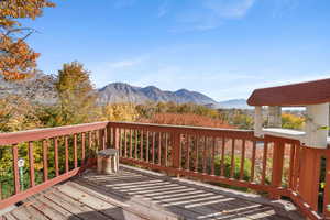 Deck with a mountain views right off family room
