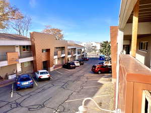 View of parking lot looking West