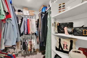 Spacious closet with carpet floors