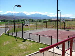 View of basketball court featuring community basketball court and a mountain view