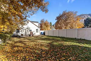 Fenced backyard featuring a patio area