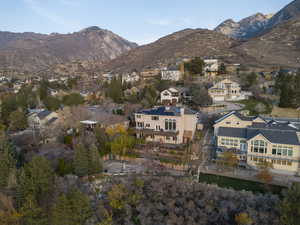 View of mountain background with nearby suburban area