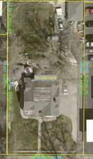 Aerial map of property and surrounding area with property parcel outlined