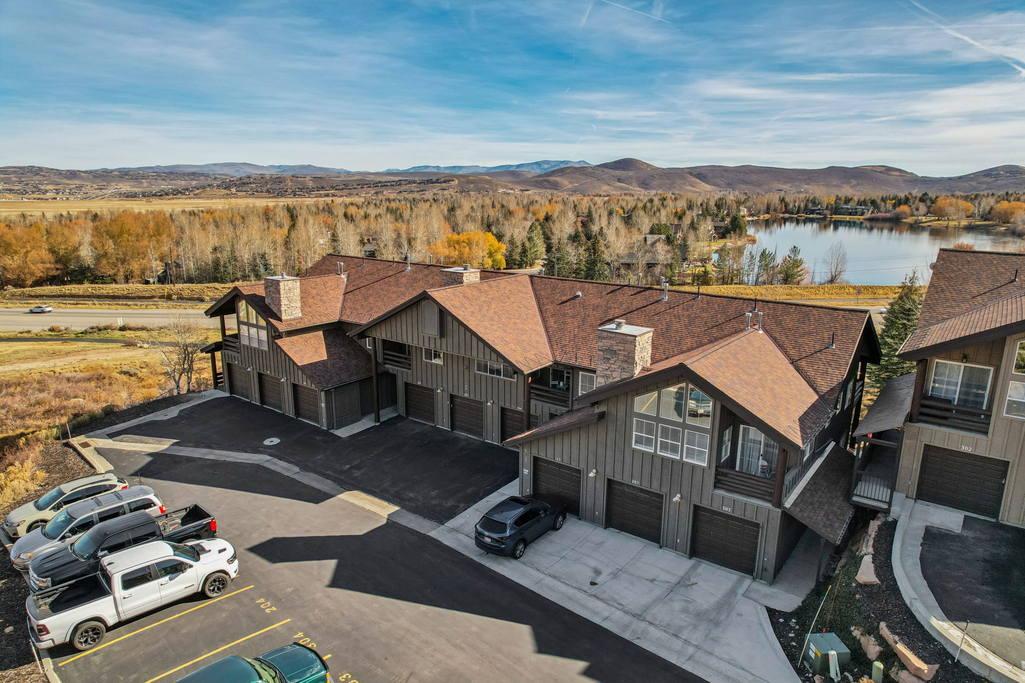 Drone / aerial view of a water and mountain view
