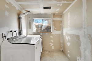 Laundry room featuring independent washer and dryer