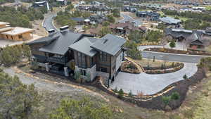 Aerial perspective of suburban area