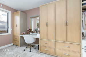 Closet vanity area with plenty of natural light