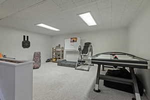 Workout area featuring carpet
