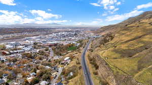 Looking north from above property
