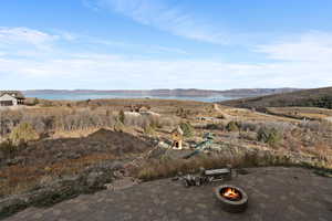 Mountain view with a large body of water