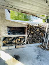 Exterior view of a fireplace