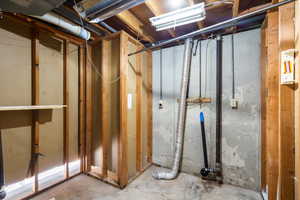 View of unfinished laundry area