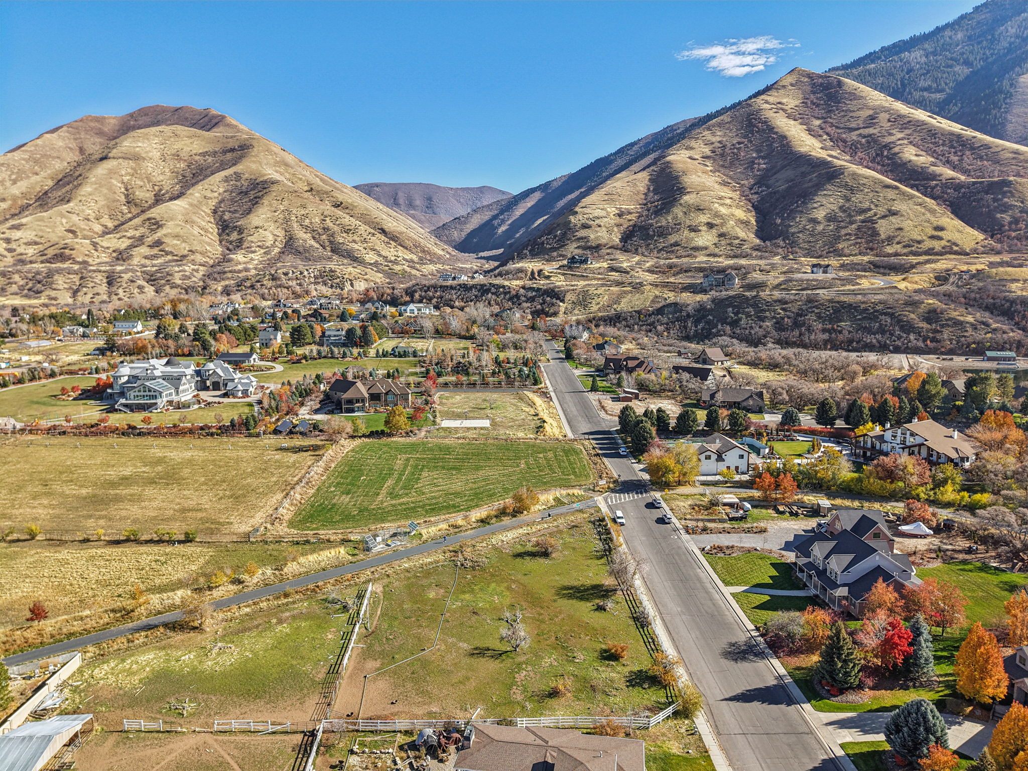 View of mountain backdrop with nearby suburban area