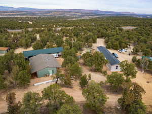 View from above of property with a mountainous background
