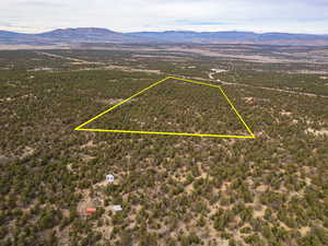 View of rural area featuring mountains and property boundaries highlighted