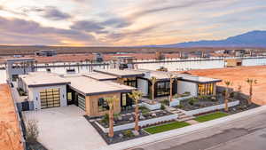 Bird's eye view of a mountainous background