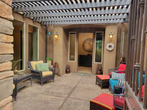 View of patio / terrace featuring a pergola