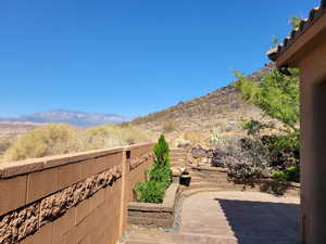 View of yard with a mountain view