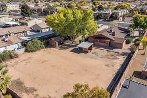 Aerial perspective of suburban area