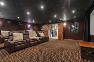 View of carpeted cinema room