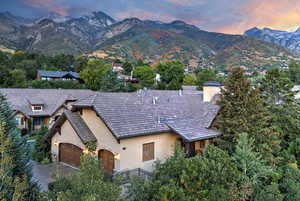 View of mountain background featuring a tree filled landscape