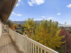 Balcony with a mountain view