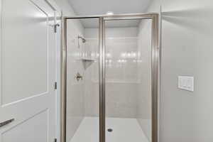 Bathroom with a shower stall