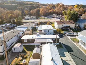 Aerial perspective of suburban area