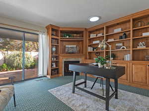 Office space, fireplace