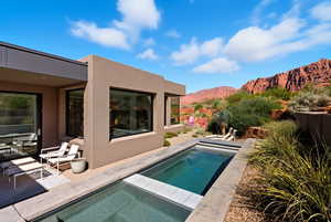 Side View of Salt Water Pool and Spa